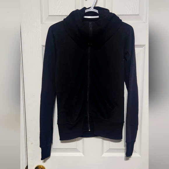 Cowl Neck Zip-Up Hoodie - Picture 1 of 5
